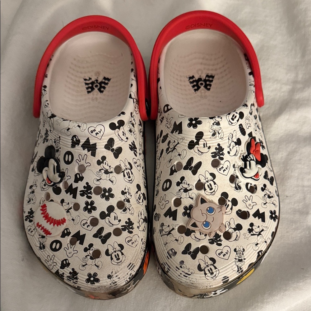 CROCS Kids Mickey Mouse Slippers - Red and White